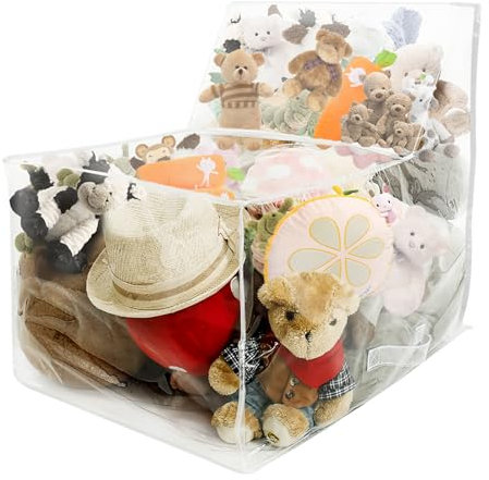 HAIJED Clear Stuffed Animal Bean Bag Chair Cover for Kids, Waterproof Stuffed Animal Storage Bean Bag, PVC Plush Toys Storage, Stuffed Animal Bean Bag Storage Chair for Plush Toys Old Clothes Pillows
