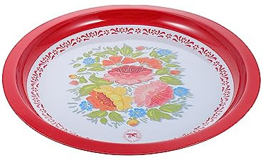 HOLIDYOYO Plato Retro Rojo para Almacenar Alimentos y Frutas Diseño Simple y Práctico, Adecuado Hogar y Celebraciones de Año