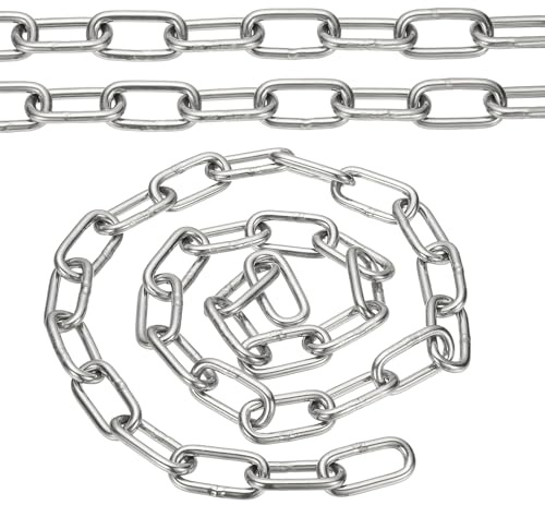 PATIKIL 3.3ft SUS304 Stainless Steel Chain, 5mm Metal Chain Link 1 Meter Small Light Duty for Home Outdoor Camping Hanging Pet Plant, Silver
