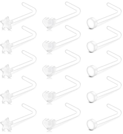 Briana Williams Bioflex Nasenstecker Nasenpiercing Retainer Stecker Durchsichtig Kunststoff Plastik Piercing Nase L-förmige