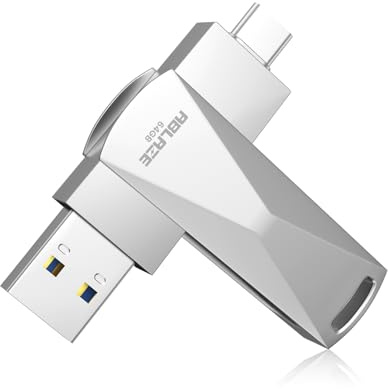 ABLAZE 64 GB USB C Stick Dual USB 3.0 Typ C Speicherstick (Silber) | Für i-Phone 16/15, Android, Mac und PC. Schnelle Datenübertragung für Arbeit, Studium, Reisen und Datensicherung.