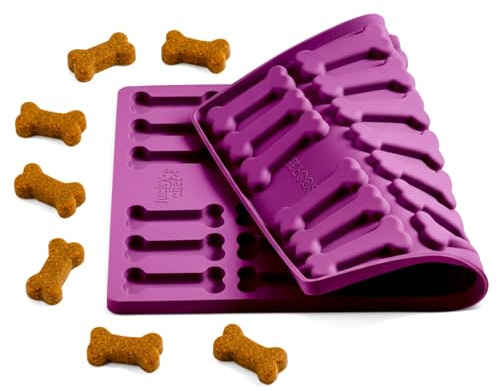 lucky chef Backmatte DIY Hundekekse Großer Knochen – Silikon Backform für Hundeleckerlis, antihaft & geruchsneutral, lebensmittelecht & BPA-frei, spülmaschinenfest (Beere)