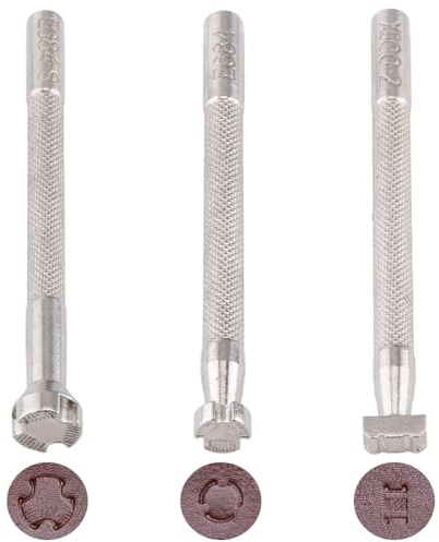 CALFOVERA 3 Estilos Herramientas para Estampar Cuero 304 Estampado de Acero Inoxidable Biselador de Corte con Agarre Texturizado Punzón para Bordes de Cuero Tallado de Acero Herramientas
