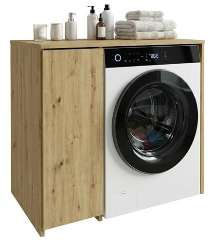 möbelkap Waschmaschinenumbauschrank für Waschmaschine, Eiche Artisan – Praktischer Badschrank Badezimmer Regal 96×88,5×62 cm aus laminierter Platte mit ABS-Kanten, platzsparend & stabil