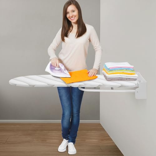 Vikbar strykbräda liten väggmontering strykbräda skåp, 180° vridbar strykbräda kolstål platsbesparande strykbord för ångstrykstation, 93 x 31,5 x 14 cm