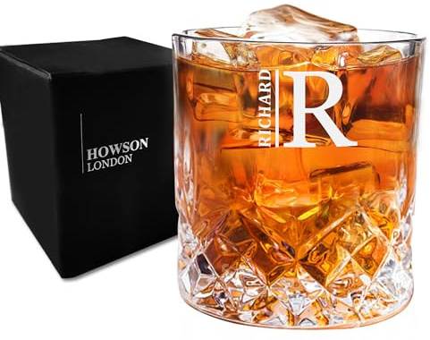 Personalised Whiskey Glass for Men, Crystal Whiskey Glass, 7oz/210ml Engraved Whiskey Tumbler Glass, Personalised Gifts for Birthday Christmas Wedding Best Man Fathers Day Groomsmen Gift (Design 1)