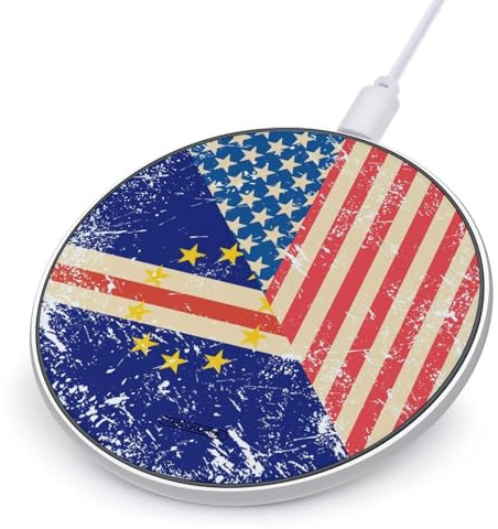 U.S.A And Cape Verde Vintage Flag Funny Cell Phone Wireless Charger 10W Fast Charging Pad for Home Office
