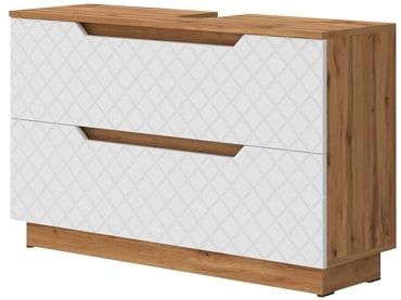Vicco Waschbeckenunterschrank Lotta, Weiß, 99.4 x 62.5 cm | mit 2 Schubladen, zur Aufbewahrung von Badutensilien unter dem Waschbecken