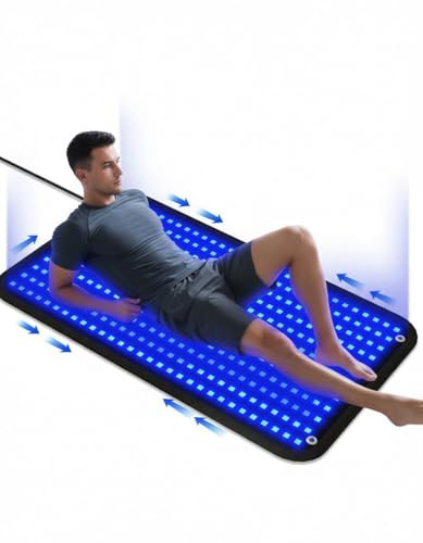 JITESY Garvlampor dyna, 460 NM & 490 nm solarium för hemmet med 360 st lysdioder, 100 x 60 cm för kropp med 3 lägen (kontinuerligt ljus/10 Hz/40 Hz puls), 5 ljusstyrkenivåer, mångsidig användning