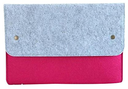 LaoZan Felt Briefcase Handbag Soft Slim Protective Bag Laptop Sleeve for 11.6-15.4 Inch Macbook/Dell/Lenovo/Ultrabook Netbook 13.3 Gray Red