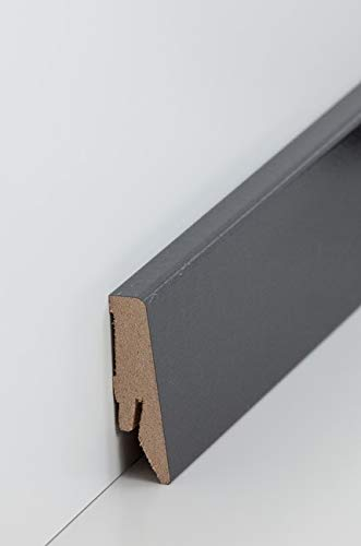 Fuß- u. SockelleistenNauheim 40 x 15 mm MDF foliert | Fußleiste | Bodenleiste | Trendfarben | 718.4040 - Design-Hochglanz Anthrazit