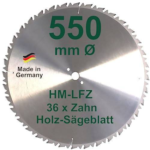 HM Sägeblatt 550 mm LFZ Flach-Zahn Hartmetall Widea für Brennholz Hartholz Kreissägeblatt für Wippsäge und Brennholzsäge 550mm