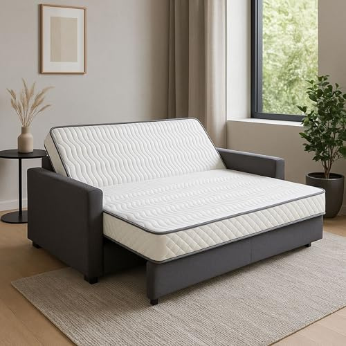 Matelas Ferme pour Tous BZ + Alèse 140x190 x 15 cm avec Face de Contact Latex sur Face Hiver - Découpe Assise 60 cm - 5 Zones de Confort - Face été et Rembourrage 100% polesther