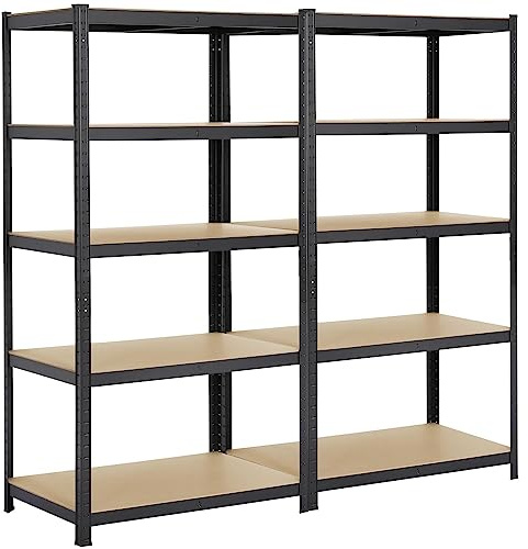 Yaheetech 2PCS Heavy Duty 5 Tier Garage Shelving Units Metal Storage Shelves Shed Utility Rack,180cm x 90cm x 60cm,175KG Per Shelf