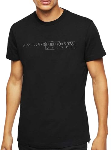 Diesel T-Diego-Slits-J6 Maglietta T-Shirt, Crew Neck, Short Sleeve (UK, Alpha, M, Regular, Regular, Schwarz)