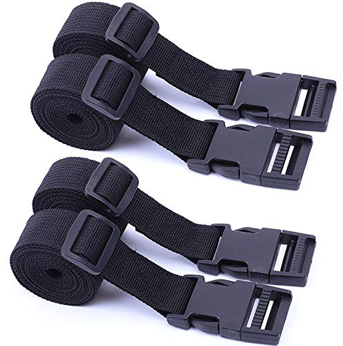 Amacoam Cinghie di Fissaggio con Cricchetto Cinghie per Valigie con Fibbia a Sgancio Rapido Utility Cinghie in Nylon Cinghie Regolabile Sicurezza per Zaino Strapping 25 mm x 1,5 m Nero 4 Pezzi