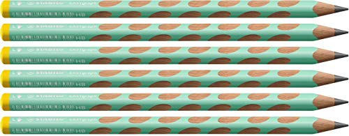 STABILO - Ergonomischer Dreikant-Bleistift für Linkshänder - EASYgraph in pastellgrün - 6er Pack - Härtegrad HB