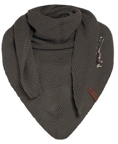KNIT FACTORY - Dreiecksschal Coco - Damen Strickschal mit Wolle - Umschlagtuch für den Herbst und Winter - Winterschal - Dreieckstuch - Hochwertige Qualität - XXL Schal - 190 x 85 cm - Taupe