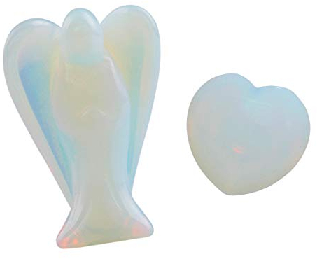rockcloud Healing Crystals Quaste Herz & Schutzengel Figur geschnitzt Handschmeichler Chakra Reiki Balancing Set Oplite