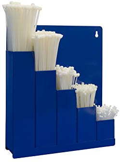 Kortpack Kabelbinder-Ordnungsbox Blau | Mit 5 x 100 Naturfarbigen Kabelbindern in Verschiedenen Größen | Praktisch für Organisation und Lagerung
