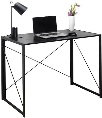 Direct Online Houseware House of Home Compact Folding Desk – Space-Saving 100cm Foldable Computer Desk for Home Office, Bedroom & Small Spaces – Easy Assembly, Sturdy Black Design