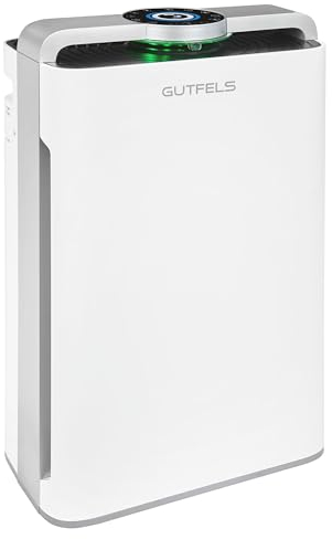 GUTFELS Luftreiniger und Luftbefeuchter, 2-in-1 Kombigerät, 7-Fach-Filtertechnologie, HEPA-14-Filter, inkl. Wassertank und Fernbedienung, für 60-70 m² Raumgröße, LR 67015 we