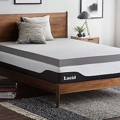LUCID Topper 10 cm in memory foam gel rinfrescante e fibra di bambù, Piazze francese, 140 x 190 cm
