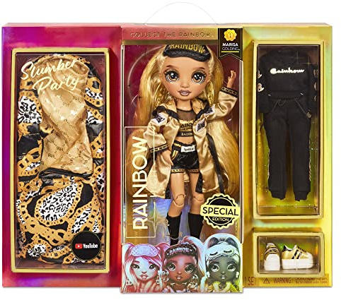 Rainbow High Slumber Party Fashion Doll and Playset w/ 2 Outfits Choose from Brianna Dulce, Marisa Golding, Robin Sterling (Marisa Golding)