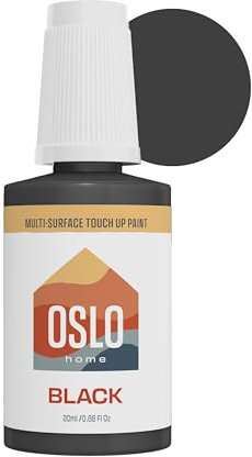 Oslo Home Touch Up Paint, Black, 20ml, Matte, w/brush in bottle, Quick drying, for Home, Kitchen cabinets, Walls