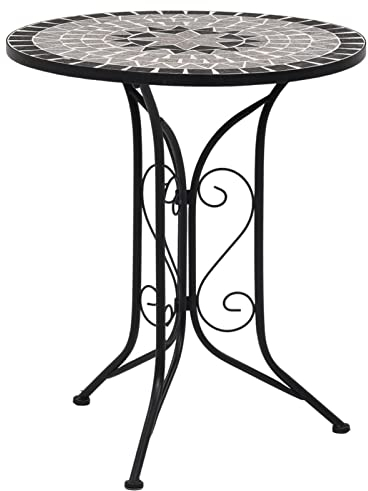 Gecheer Mosaik-Bistrotisch Blumenständer Bistrotisch Blumenhocker Balkontisch Grau 61 cm Keramik