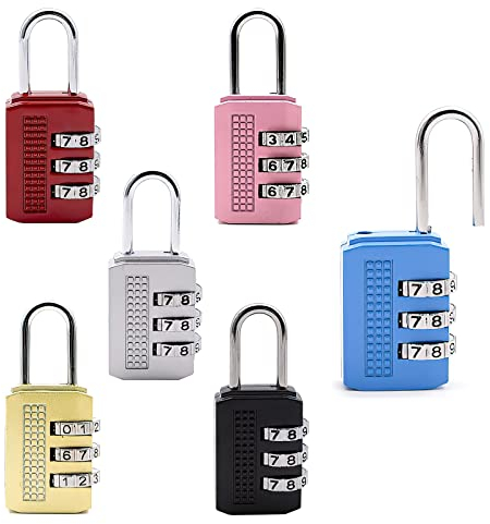 APOMOONS 6PCS Lucchetto Armadietto Palestra, Lucchetto Combinazione Per Valigia Lucchetto Piccolo Anello, lucchetto con codice a 3 cifre serrature con combinazione per armadietti da scuola, palestra