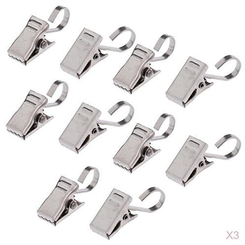 misppro 30 Stück Fenstervorhang-Clips mit Haken, Drapierhaken, Klammern, 35 mm, silberfarben