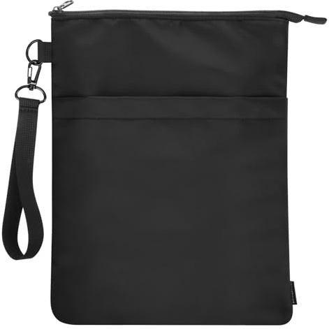 Book Sleeves with Zipper, Travel Book Protector Pouch for Paperbacks & Hardcover Books, Book Covers Bags Carry Case/Front Pocket & Handle Strap for Book Lovers Mother's Day (Black, 1 Pc)