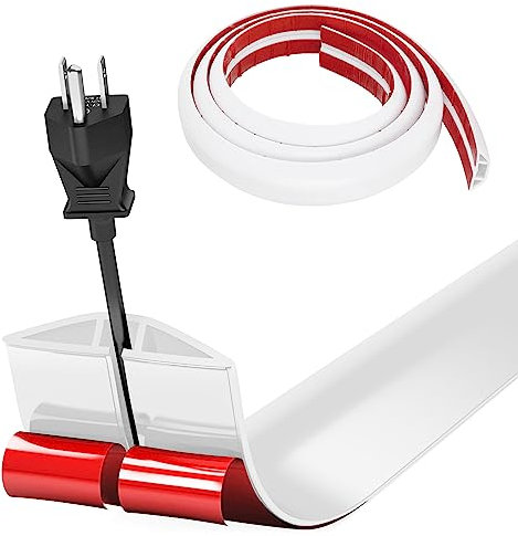 Pasacables Suelo, Canaleta Cables Suelo, 1M x3cm Protector de Cables para Suelo, Cubiertas de Suelo para Cables Autoadhesiva Montaje para Todos los Hogar, Oficina, Escuela,Almacén(Blanco-Redondeado)