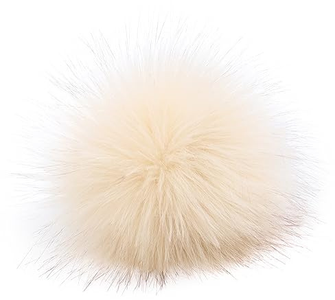 SYSUII 10 Stück 8cm Kunstfell Pompon Fellbommel Pompon Bommel für Mützen Beanies Fellbommel Fellpompon Künstlicher Haarball für Tasche Anhängern Schlüsselanhänger Dekoration Bekleidung Zubehör -Beige