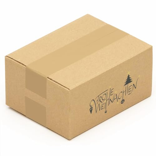 KK Verpackungen® Versandkartons mit Weihnachtsmotiv | 25 Stück, 200 x 150 x 90 mm Postkartons mit Frohe Weihnachten Motiv | Idealer Karton für den Paketversand von Weihnachtsgeschenken