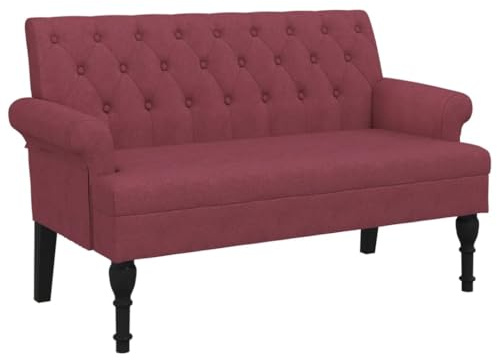vidaXL Sitzbank mit Rückenlehne Weinrot 120x62x75,5 cm Stoff