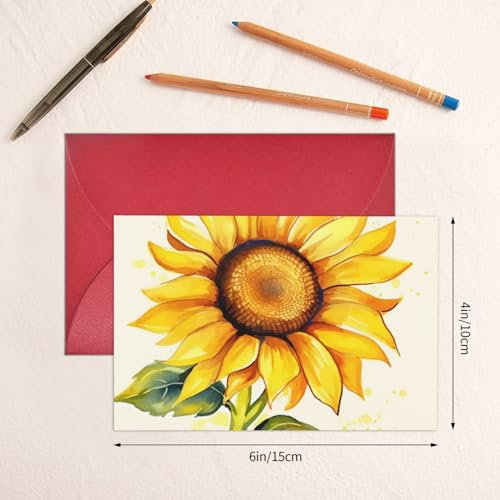 VTCTOASY Grußkarte mit Umschlägen, blanko, Grußkarten für alle Anlässe, Aquarell-, Sonnenblumen-, Blanko-Notizkarte, Jahrestagskarten, innen blanko, Hochzeitskarten für Brautpartys, Hochzeiten
