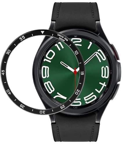 DEALELE Klockfodral kompatibelt med Samsung Galaxy Watch 6 Classic 43 mm/47 mm, tidsskala legering metall infattning ring skydd ersättning klocka ansikte för kvinnor män, 47 mm, svart