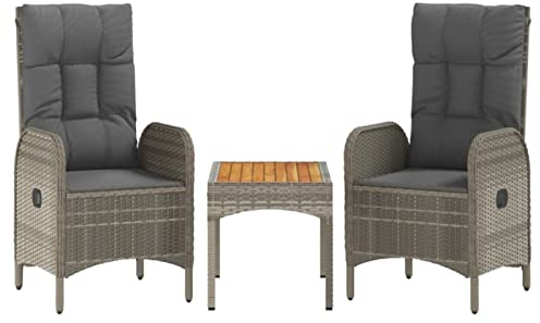 Ailgely Gartensessel Polyrattan Verstellbar 2 STK gartenstuhl hochlehner verstellbar loungesessel Outdoor Relaxstuhl Sessel Sonnenliege verstellbar Garten liegestuhl Grau