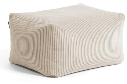 mokebo Pouf oder Hocker mit Cordbezug 'Der Ruhestifter', Sitzhocker oder Sitzpouf mit EPS-Perlen-Füllung, auch als Fußhocker aus Cord oder Beistelltisch fürs Wohnzimmer in 65x55x35 cm (B/T/H) in Beige