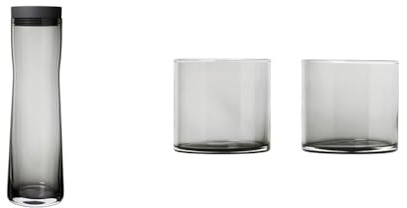 Blomus -SPLASH- Wasserkaraffe aus Rauchglas, rauch/dunkelgrau & 63915 MERA Trinkgläser, Glas, 200 ml