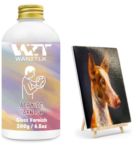 WAN2TLK Acrylic Varnish, Professional Gloss Varnish for Acrylic Painting, Seals and Protects Artworks, Non-Toxic, Art Acrylic Paint Sealer for Handmade Artists, Painter & Kids (200ml/Gloss)