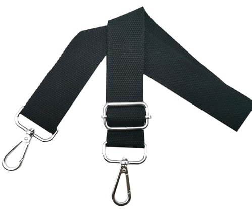 Tracolla Regolabile per Borsa Donna - Cinghia Larga 3.8cm con Moschettoni Argento - Ricambio per Borsette e Crossbody - Nero