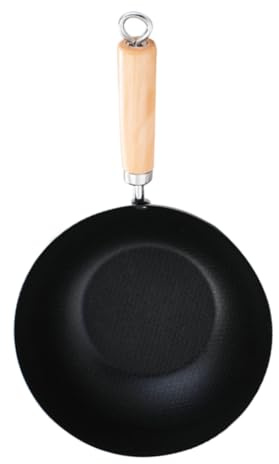 Alipis Pentola Antiaderente Piccola in Acciaio Inox Mini Wok Con Manico in Legno Accessori Da Cucina Portatili Per Cottura Quotidiana Su Tutti i Fornelli