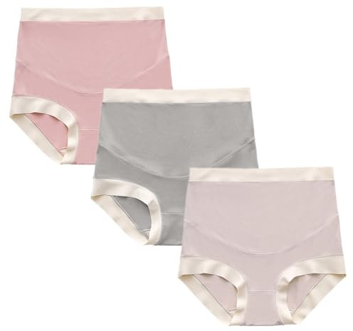 AOOPOO Damen Umstandsslip, 3 Stücke Modal Hohe Taille Elastisch Schwangerschaft Slip Unterwäsche Schwangere Unterhosen Schwangerschaft Nahtlos Weich Hipster Panties Over Bump, Größe S-L