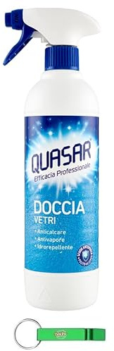 Quasar Doccia Vetri Lot de 12 nettoyants en spray Idéal pour nettoyer le verre de douche 580 ml + porte-clés Beni Culinari