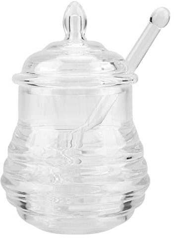 Fdit 245 Ml Transparentes, Bienenstockförmiges Honigglas mit Tropfstab, Klares Design, Lebensmittelechtes PS, Großes Fassungsvermögen, Stilvolles Zum Aufbewahren und Ausgeben