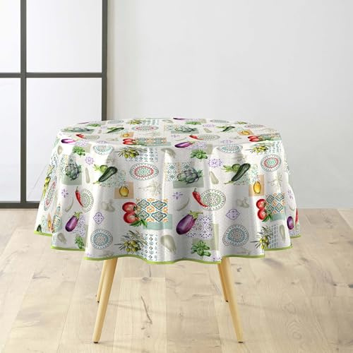 Douceur d'Intérieur, Runde Tischdecke (Ø 160 cm) Vegetalia, PVC Bedruckt