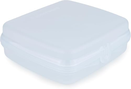 Tupperware Sandwichera Caja de almacenamiento cuadrada con bisagra y cierre y diseños (azul claro)